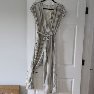 NWT Japna Women's Black and White Striped Jumpsuit Medium